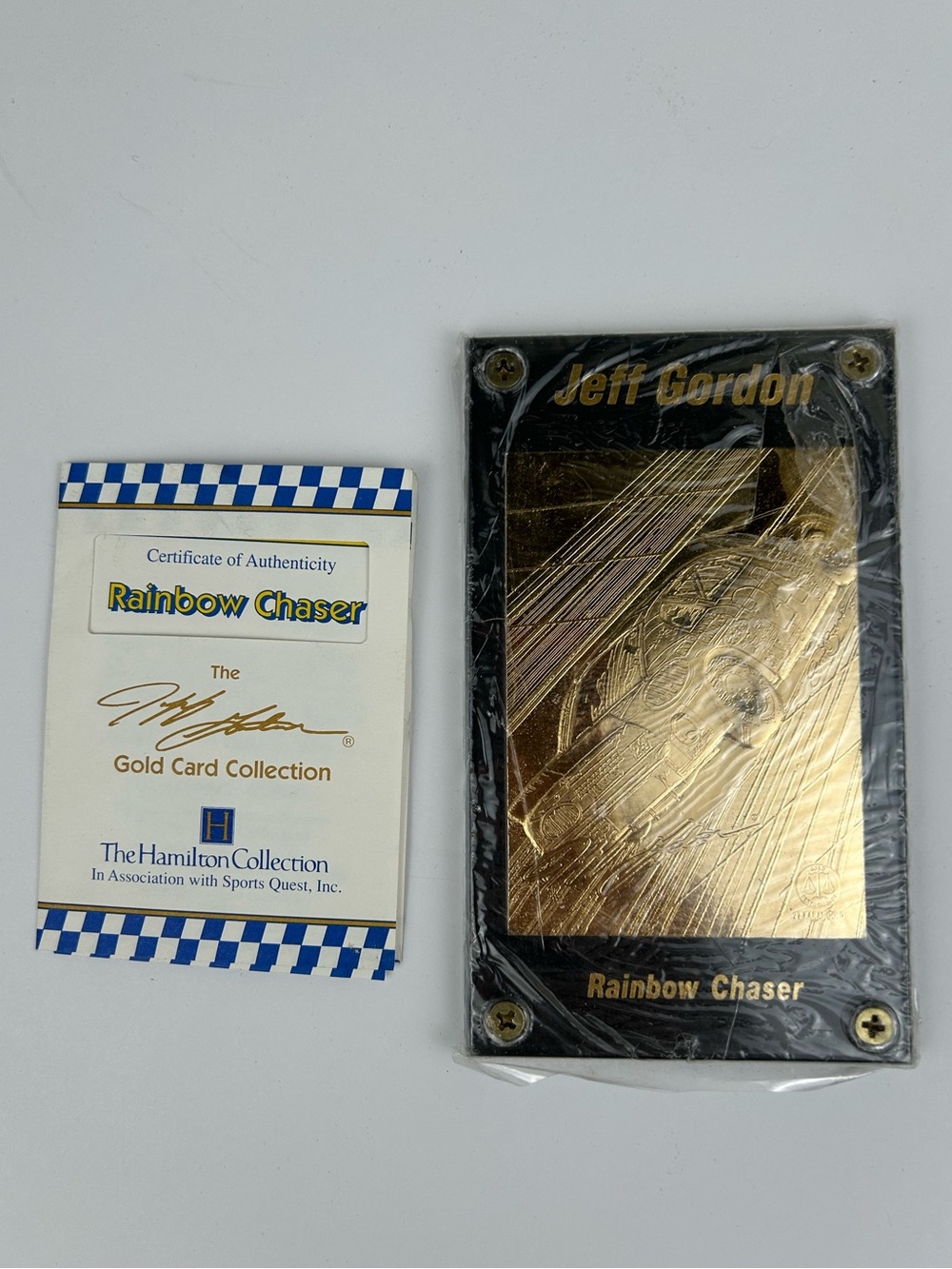 1999 Jeff Gordon Rainbow Chaser 22kt Gold Card Sam Bass Hamilton Collection New